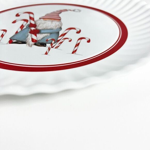 Melamine Gnome And Candy Cane Serving Plate Platter 16” NEW - Picture 2 of 7
